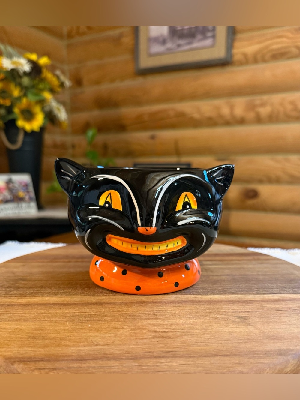 BLACK CAT Johanna Parker Halloween Candy Dish